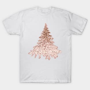 Sparkling christmas tree rose gold ombre T-Shirt